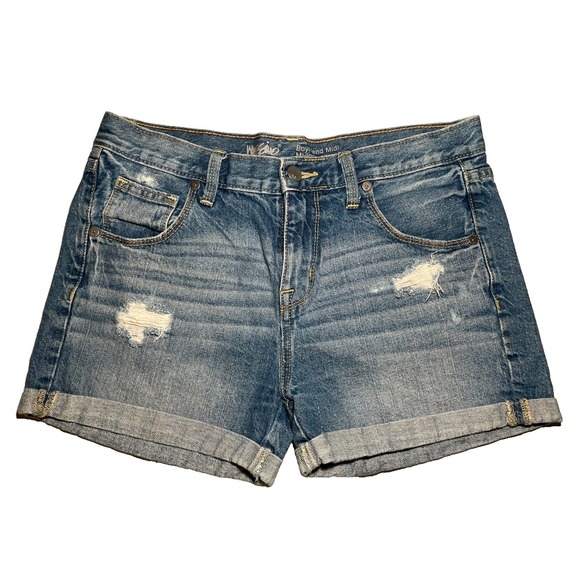 Mossimo Denim Women's‎ Boyfriend Midi Cuffed Jean Shorts - Size 0/25 - Picture 1 of 3